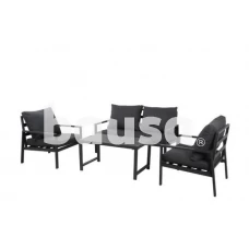 Metalinių sodo baldų komplektas stalas 90 x 50 x 45 cm, 2 foteliai, 1 dvivietis fotelis