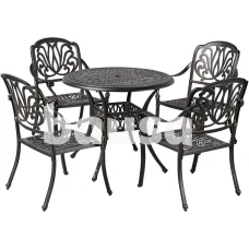 Metalinių sodo baldų komplektas, stalas Ø 90 x 73 cm, 4 kėdės 64 x 68 x 89 cm