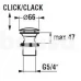 MIO Dugno vožtuvas Click-Clack, su persipylimu, chromuotas