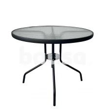 Sodo stalas Bistro Round, pilkas / nerūdijančio plieno, 90x90x70 cm