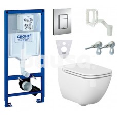 WC rėmo komplektas Grohe Rapid SL, su Cersanit Caspia Clean-On ir Slim soft-close dangčiu