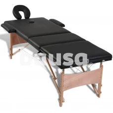 3 zonų sulankstomas, medinis masažinis stalas - juodas, VANGALOO